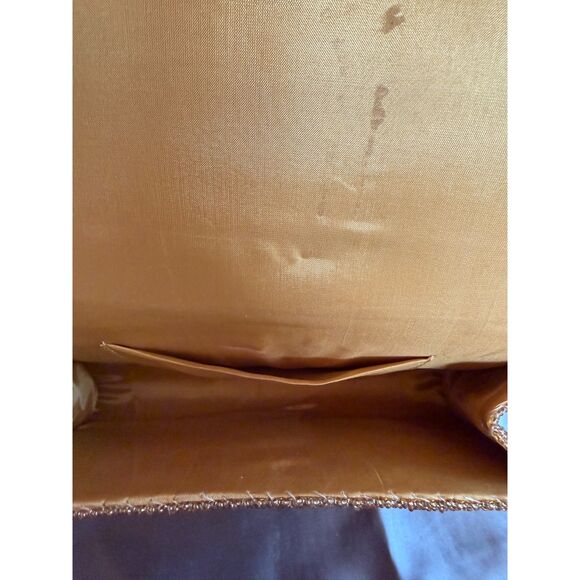 1950s Gold Glass Bead Handbag – Art Deco Leaf Design, Chain Strap - Picture 7 of 8